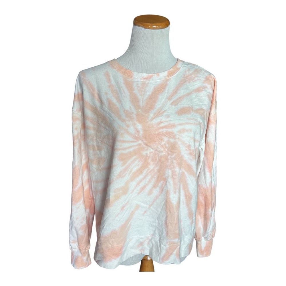 Womens Activ 8 Pink & White Tie Dye Sunburst Sweatshirt - Sz L